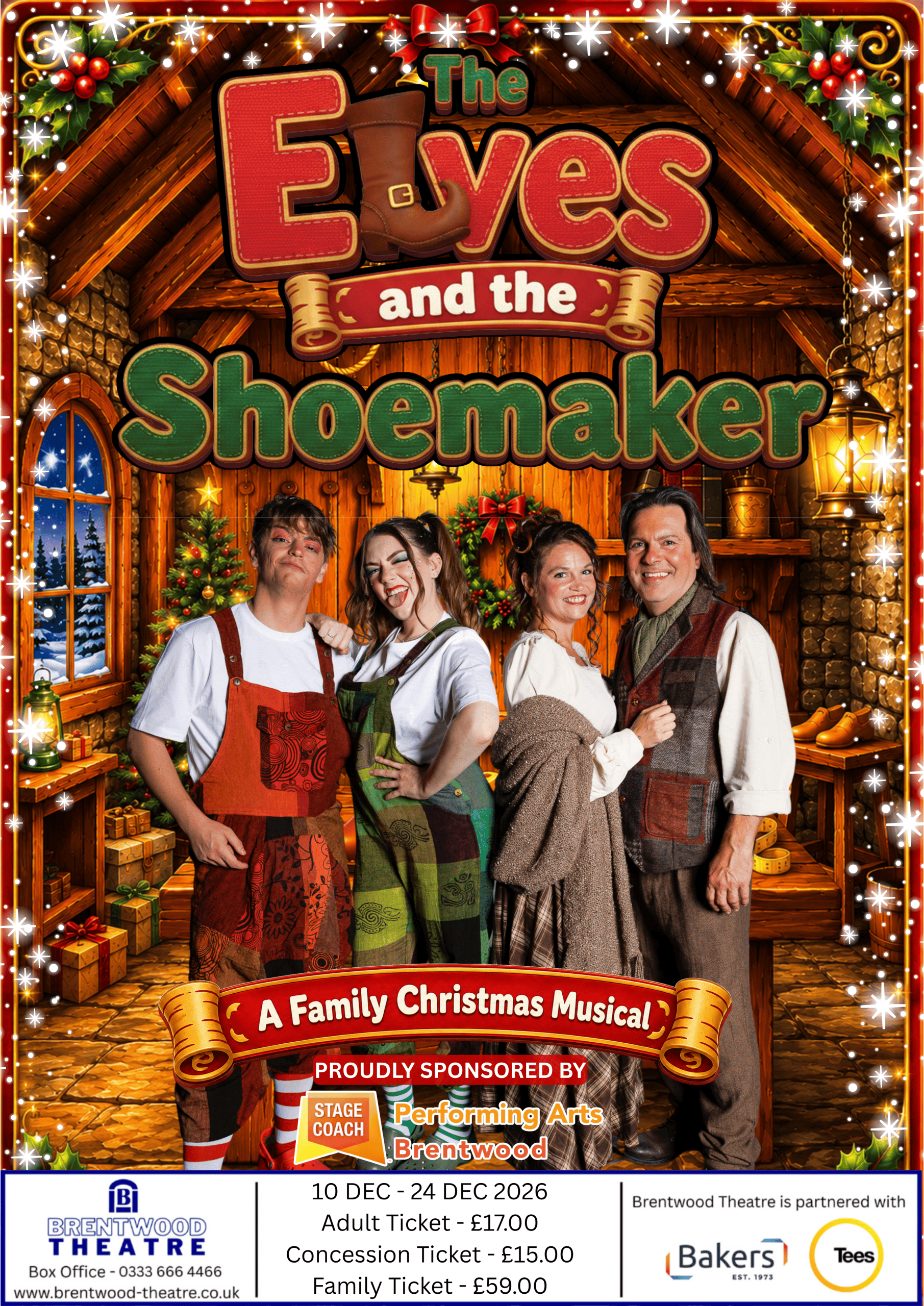 The Elves and the Shoemaker family Christmas musical poster